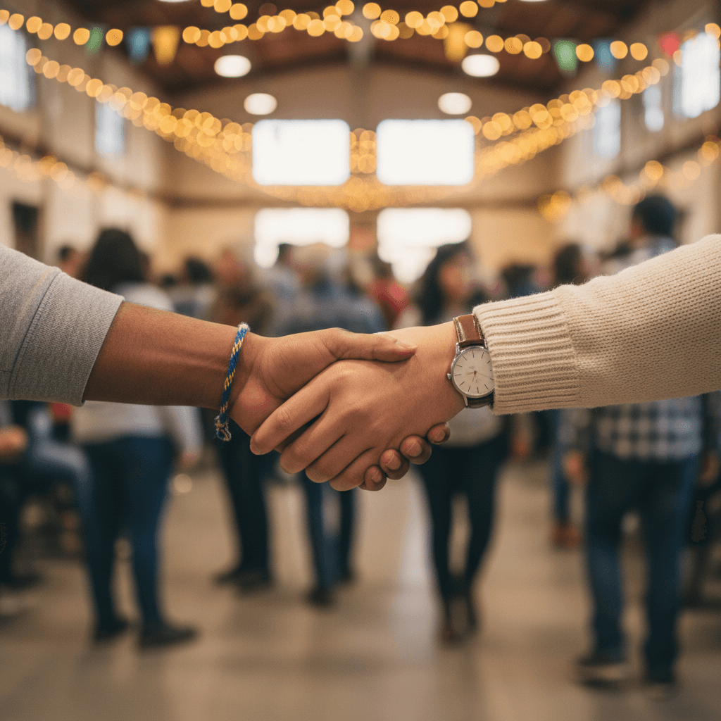 Partnership handshake at Hikari Tales event